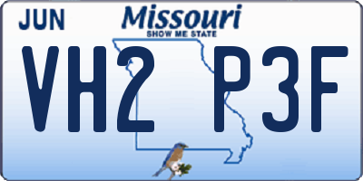 MO license plate VH2P3F