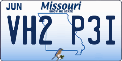 MO license plate VH2P3I