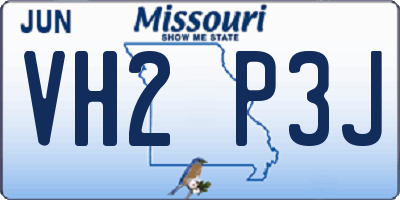 MO license plate VH2P3J