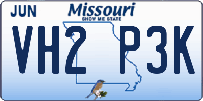 MO license plate VH2P3K