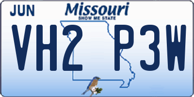 MO license plate VH2P3W