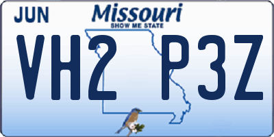 MO license plate VH2P3Z