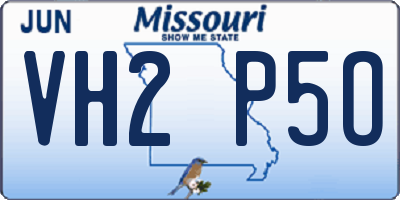 MO license plate VH2P5O