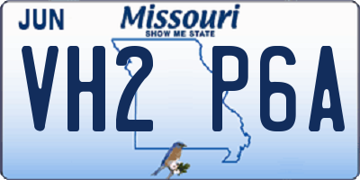 MO license plate VH2P6A