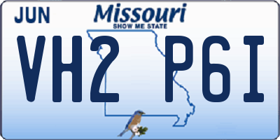 MO license plate VH2P6I