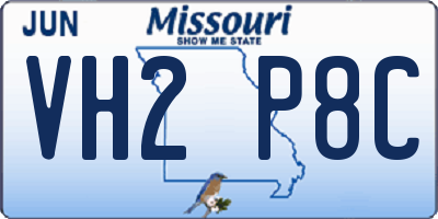 MO license plate VH2P8C