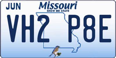 MO license plate VH2P8E