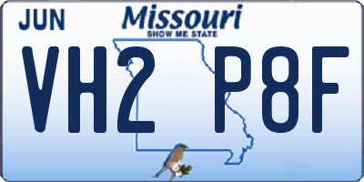 MO license plate VH2P8F