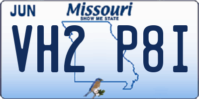 MO license plate VH2P8I