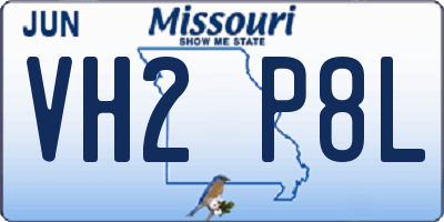 MO license plate VH2P8L