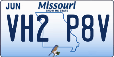 MO license plate VH2P8V