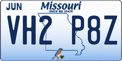 MO license plate VH2P8Z
