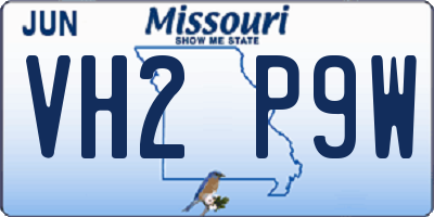 MO license plate VH2P9W