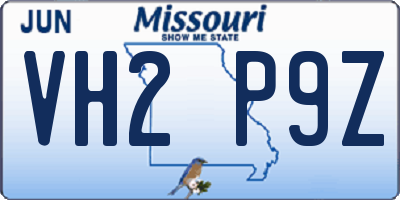 MO license plate VH2P9Z