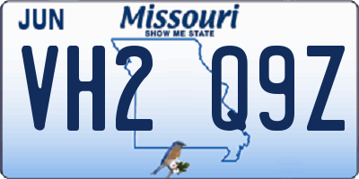 MO license plate VH2Q9Z
