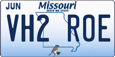 MO license plate VH2R0E