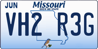 MO license plate VH2R3G
