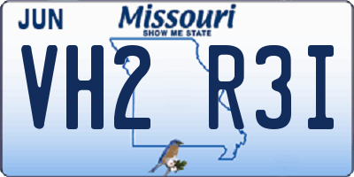 MO license plate VH2R3I