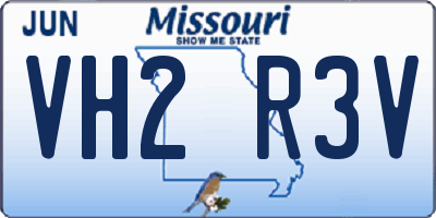 MO license plate VH2R3V