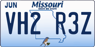 MO license plate VH2R3Z