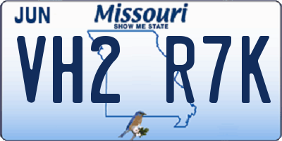 MO license plate VH2R7K