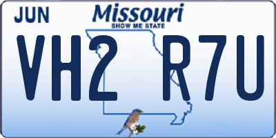 MO license plate VH2R7U
