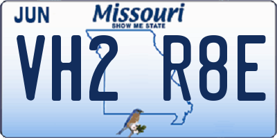 MO license plate VH2R8E