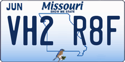 MO license plate VH2R8F