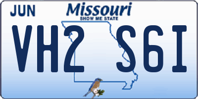 MO license plate VH2S6I