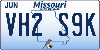 MO license plate VH2S9K