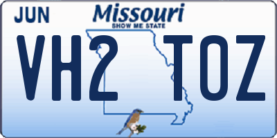 MO license plate VH2T0Z