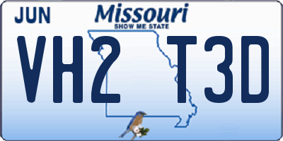 MO license plate VH2T3D