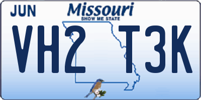MO license plate VH2T3K