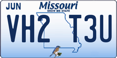 MO license plate VH2T3U