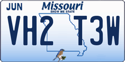 MO license plate VH2T3W