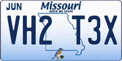 MO license plate VH2T3X