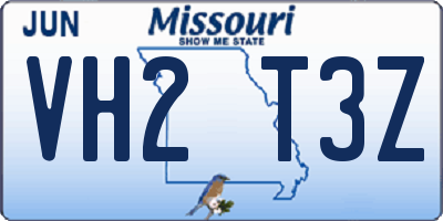 MO license plate VH2T3Z