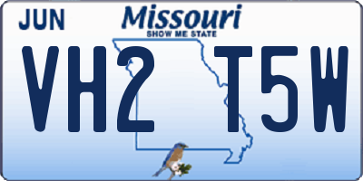 MO license plate VH2T5W