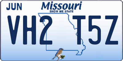 MO license plate VH2T5Z