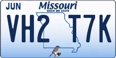 MO license plate VH2T7K
