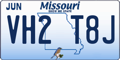 MO license plate VH2T8J