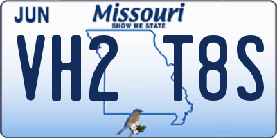 MO license plate VH2T8S