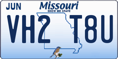 MO license plate VH2T8U