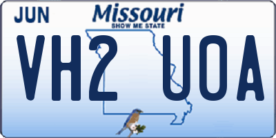 MO license plate VH2U0A
