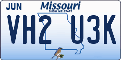 MO license plate VH2U3K