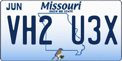 MO license plate VH2U3X