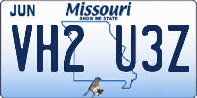 MO license plate VH2U3Z