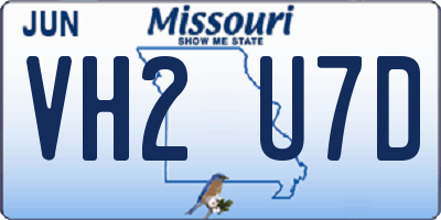 MO license plate VH2U7D