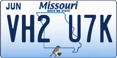 MO license plate VH2U7K