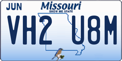 MO license plate VH2U8M